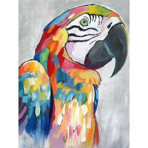 Vibrant Parrot Black Modern Wood Framed Art Print by Nan