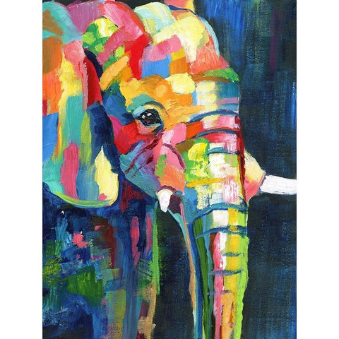 Vibrant Elephant Black Modern Wood Framed Art Print by Nan