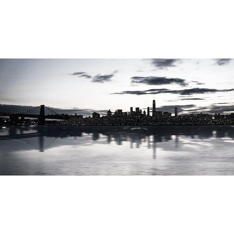 Shimmering Skyline Black Modern Wood Framed Art Print with Double Matting by Carpentieri, Natalie