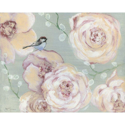 Blush Melody Black Modern Wood Framed Art Print with Double Matting by Tava Studios