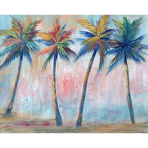 Color Pop Palms White Modern Wood Framed Art Print by Nan