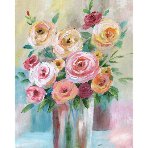 Bright Bouquet Gold Ornate Wood Framed Art Print with Double Matting by Nan