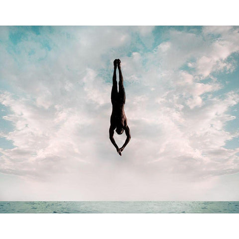 Cliff Diver White Modern Wood Framed Art Print by Souders, Paul