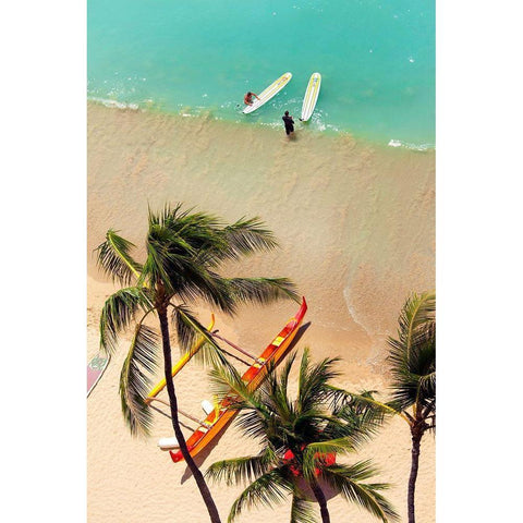 Waikiki Beach Gold Ornate Wood Framed Art Print with Double Matting by Peebles, Douglas