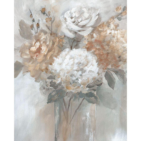 Blushing Bouquet White Modern Wood Framed Art Print by Nan