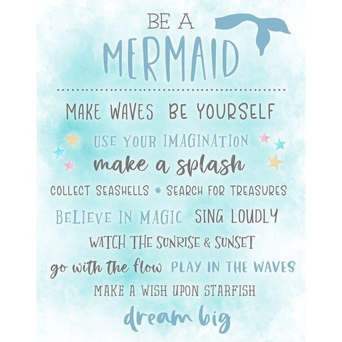 Be a Mermaid Black Modern Wood Framed Art Print by Carpentieri, Natalie