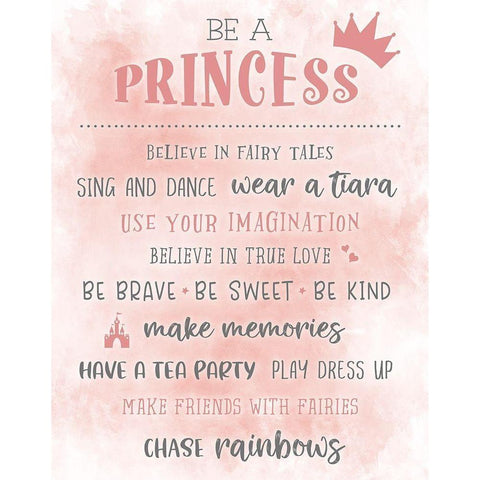 Be a Princess White Modern Wood Framed Art Print by Carpentieri, Natalie