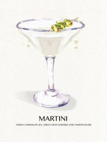 Martini White Modern Wood Framed Art Print with Double Matting by Jill, Susan