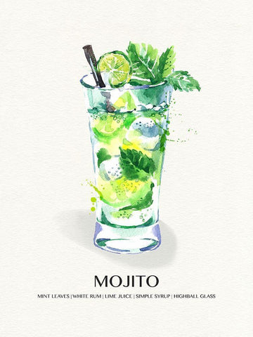 Mojito Black Ornate Wood Framed Art Print with Double Matting by Jill, Susan