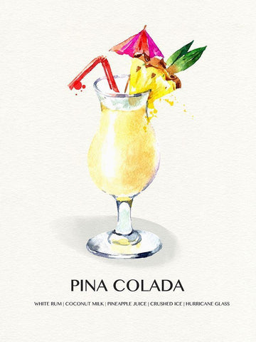 Pina Colada White Modern Wood Framed Art Print with Double Matting by Jill, Susan