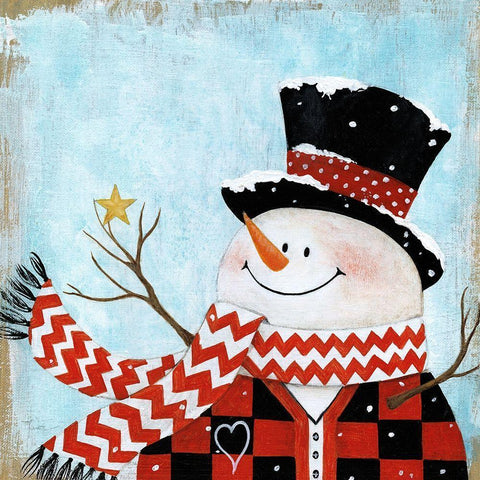 Dapper Snowman II Gold Ornate Wood Framed Art Print with Double Matting by Tava Studios