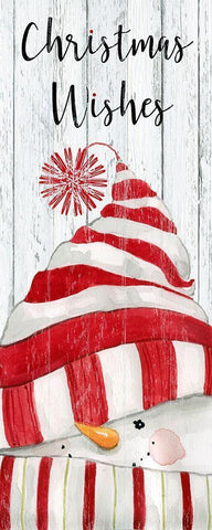 Snowman Wishes White Modern Wood Framed Art Print with Double Matting by Robinson, Carol