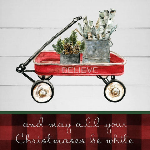 Christmas Wagon White Modern Wood Framed Art Print by Robinson, Carol