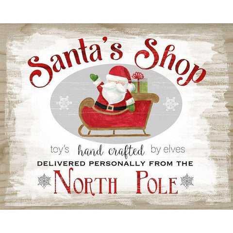 Santas Shop Black Modern Wood Framed Art Print with Double Matting by Robinson, Carol