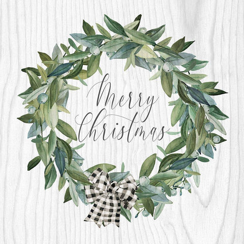 Snowberry Wreath Black Ornate Wood Framed Art Print with Double Matting by Robinson, Carol