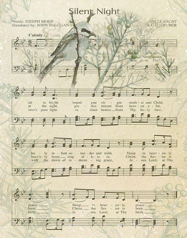 Silent Night Black Ornate Wood Framed Art Print with Double Matting by Robinson, Carol