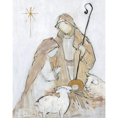 Holy Night Family Black Modern Wood Framed Art Print with Double Matting by Swatland, Sally