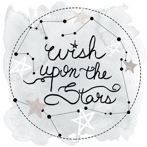 Wish Upon the Stars White Modern Wood Framed Art Print with Double Matting by Santiago, Daniela