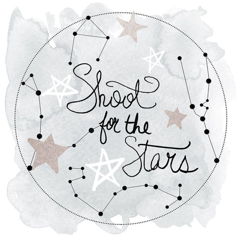 Shoot For the Stars White Modern Wood Framed Art Print with Double Matting by Santiago, Daniela