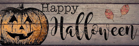 Happy Halloween White Modern Wood Framed Art Print with Double Matting by CAD Designs