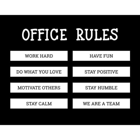 Office Rules Gold Ornate Wood Framed Art Print with Double Matting by CAD Designs