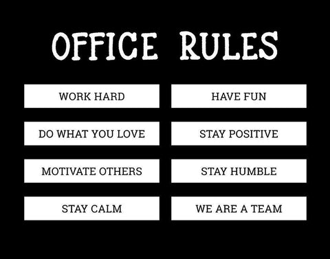 Office Rules White Modern Wood Framed Art Print with Double Matting by CAD Designs