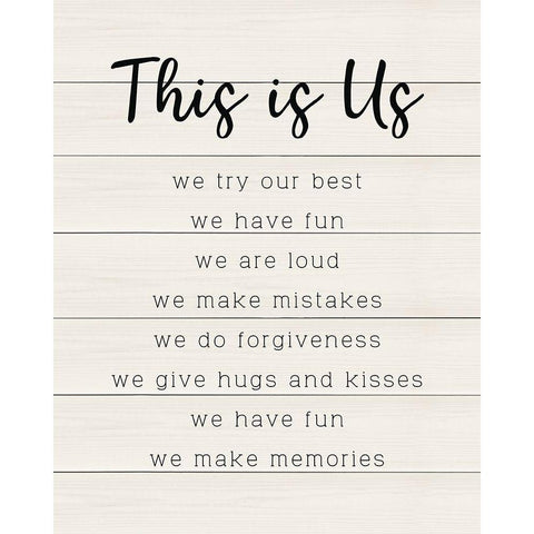 This is Us White Modern Wood Framed Art Print by CAD Designs