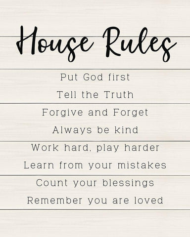House Rules Black Ornate Wood Framed Art Print with Double Matting by CAD Designs