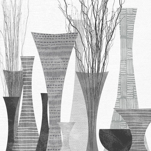 Silhouette Vases Black Modern Wood Framed Art Print by Jill, Susan