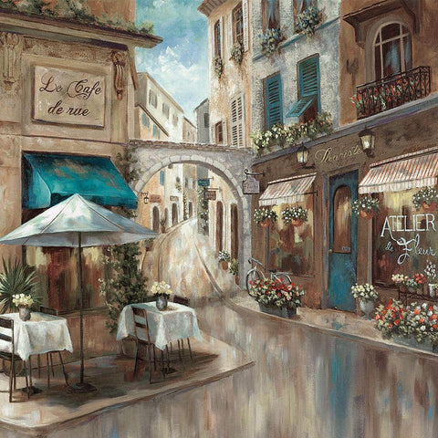 Provence Cafe I Gold Ornate Wood Framed Art Print with Double Matting by Nan