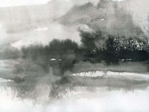 Lake Drama I White Modern Wood Framed Art Print with Double Matting by Robinson, Carol