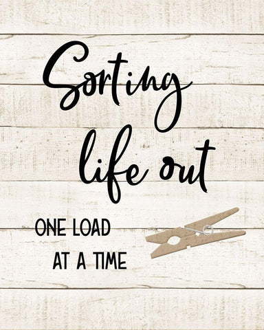 Laundry Pin II White Modern Wood Framed Art Print with Double Matting by CAD Designs