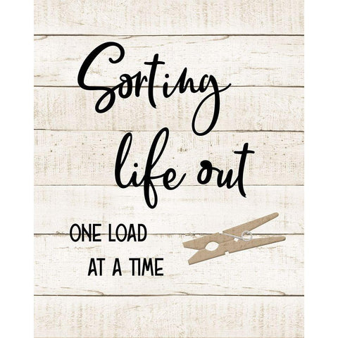 Laundry Pin II Black Modern Wood Framed Art Print with Double Matting by CAD Designs