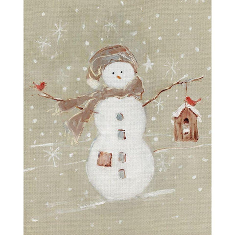 Linen Snowman I Gold Ornate Wood Framed Art Print with Double Matting by Swatland, Sally