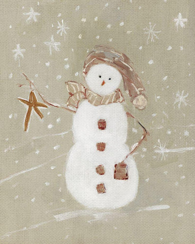 Linen Snowman II Black Ornate Wood Framed Art Print with Double Matting by Swatland, Sally