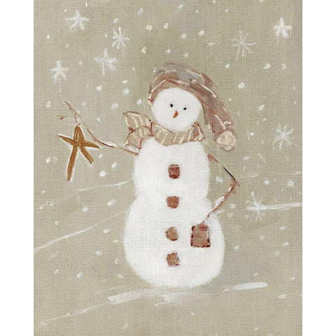 Linen Snowman II Black Modern Wood Framed Art Print with Double Matting by Swatland, Sally