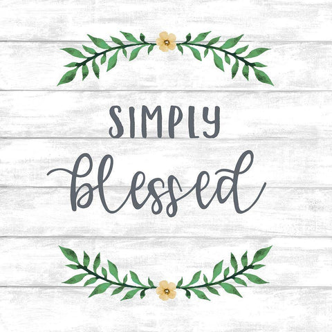 Simply Blessed Wreath Black Ornate Wood Framed Art Print with Double Matting by Knutsen, Conrad