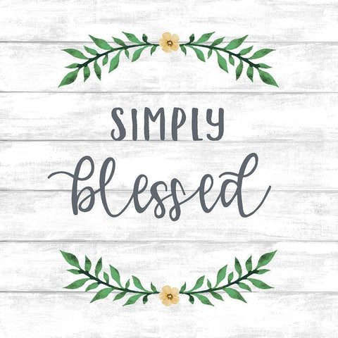 Simply Blessed Wreath White Modern Wood Framed Art Print by Knutsen, Conrad