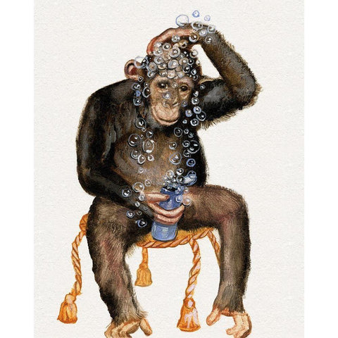 Bath Animals II Black Modern Wood Framed Art Print by Brooks, Donna