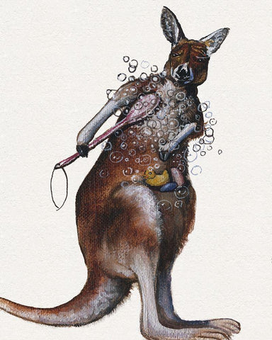 Bath Animals IV Black Ornate Wood Framed Art Print with Double Matting by Brooks, Donna