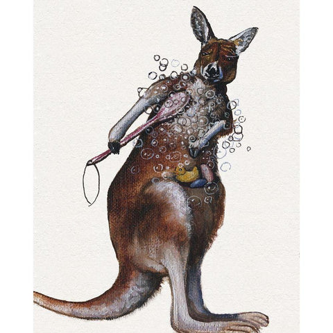 Bath Animals IV Black Modern Wood Framed Art Print with Double Matting by Brooks, Donna