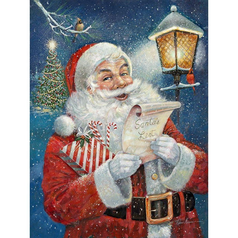 Santas List Black Modern Wood Framed Art Print by Manning, Ruane