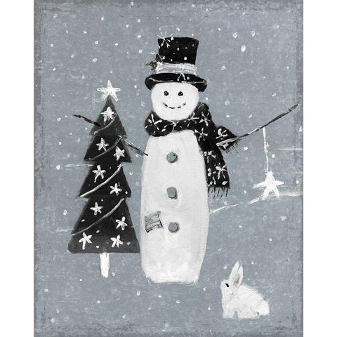 Galvanized Snowman I White Modern Wood Framed Art Print by Swatland, Sally