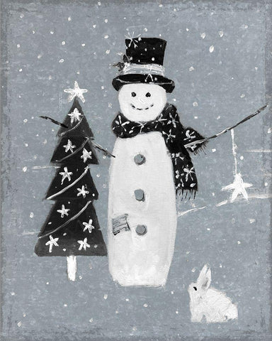 Galvanized Snowman I Black Ornate Wood Framed Art Print with Double Matting by Swatland, Sally