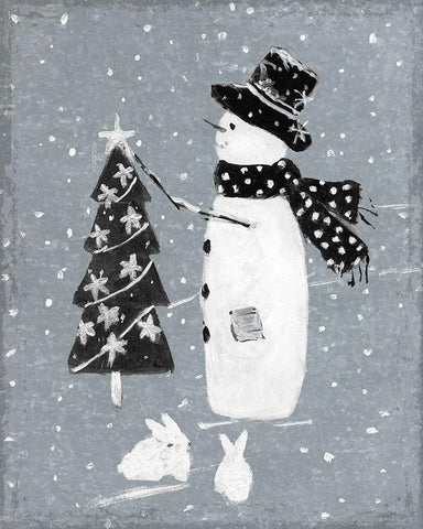 Galvanized Snowman II Black Ornate Wood Framed Art Print with Double Matting by Swatland, Sally