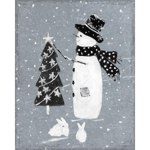 Galvanized Snowman II Gold Ornate Wood Framed Art Print with Double Matting by Swatland, Sally