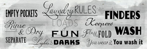 Laundry Rules White Modern Wood Framed Art Print with Double Matting by Santiago, Daniela