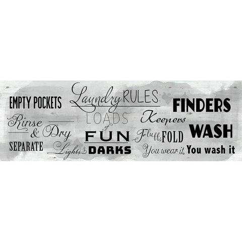 Laundry Rules Black Modern Wood Framed Art Print with Double Matting by Santiago, Daniela