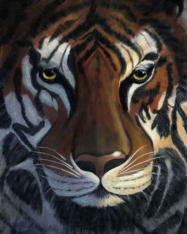 Tiger Stare Black Ornate Wood Framed Art Print with Double Matting by Cole, Jan