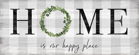 Home is our Happy Place White Modern Wood Framed Art Print with Double Matting by Carpentieri, Natalie